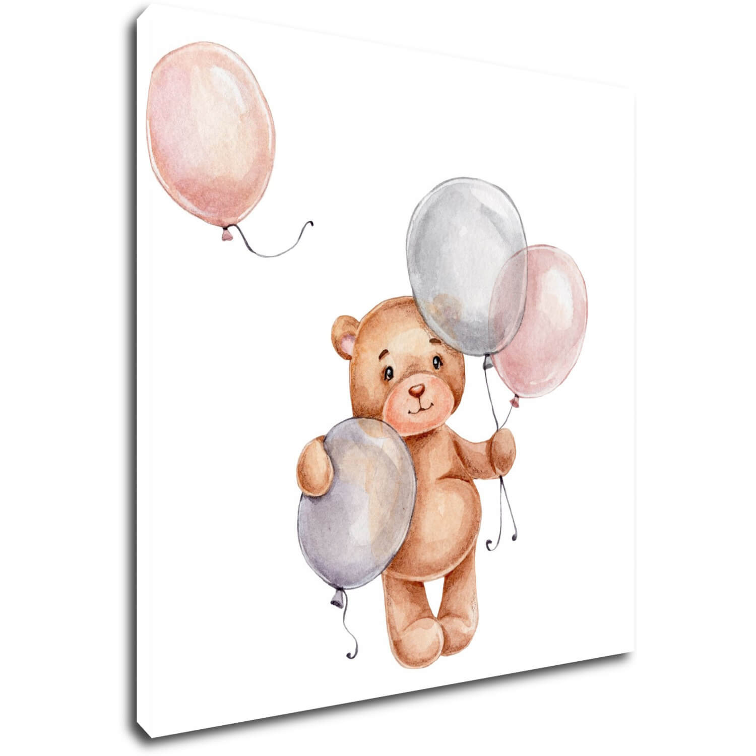 Obraz Medvídek s barevnými balonky - 20 x 20 cm