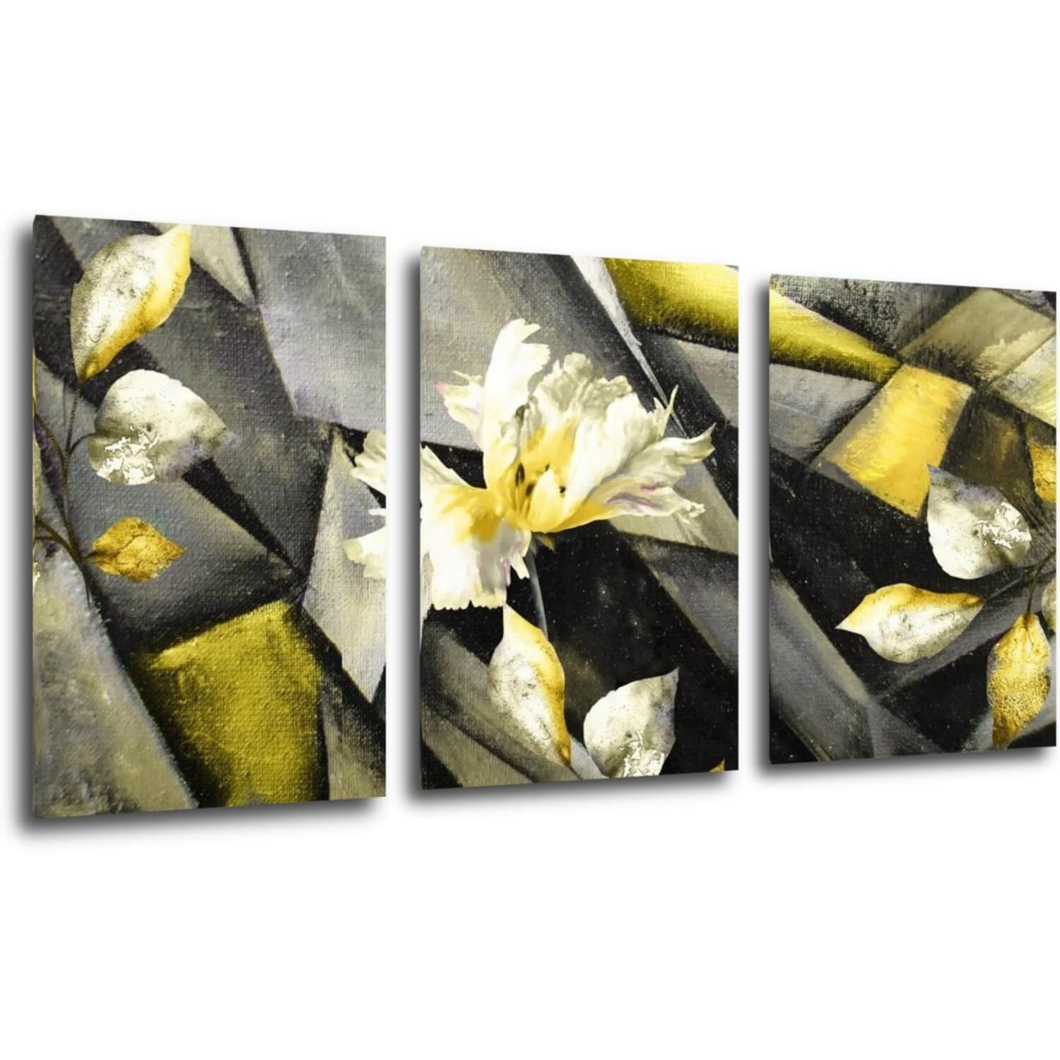Obraz Abstraktní žluto šedý - 120 x 60 cm (3 dílný)