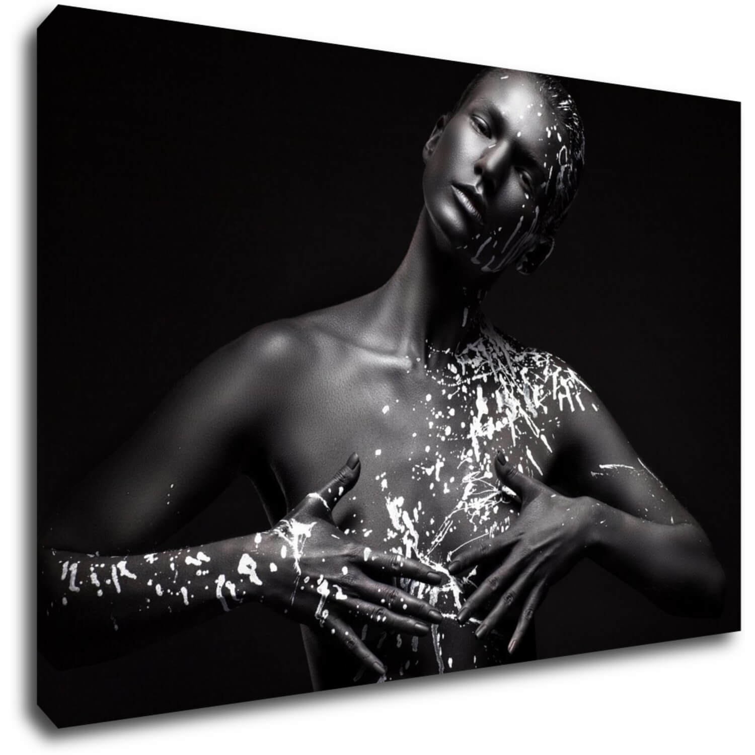 Obraz Portrét ženy černo stříbrný - 90 x 60 cm