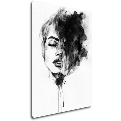 Obraz Malovaný portrét ženy černobílý - 50 x 70 cm