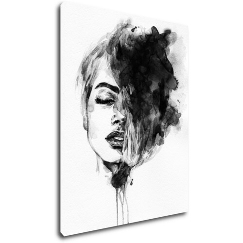 Obraz Malovaný portrét ženy černobílý - 70 x 90 cm