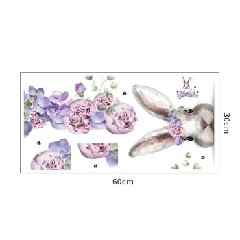 Samolepka do dětského pokoje Zajíček s fialovými květinami