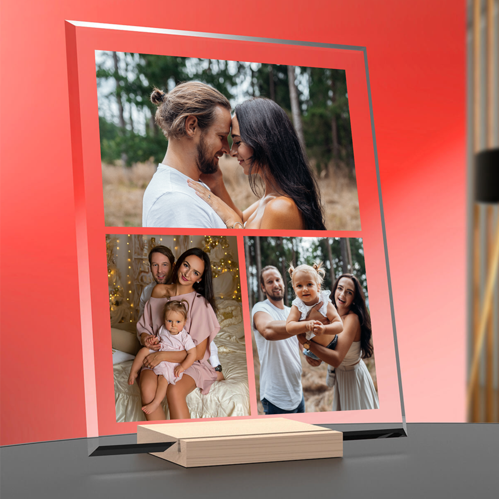 Skleněná deska s koláží fotek